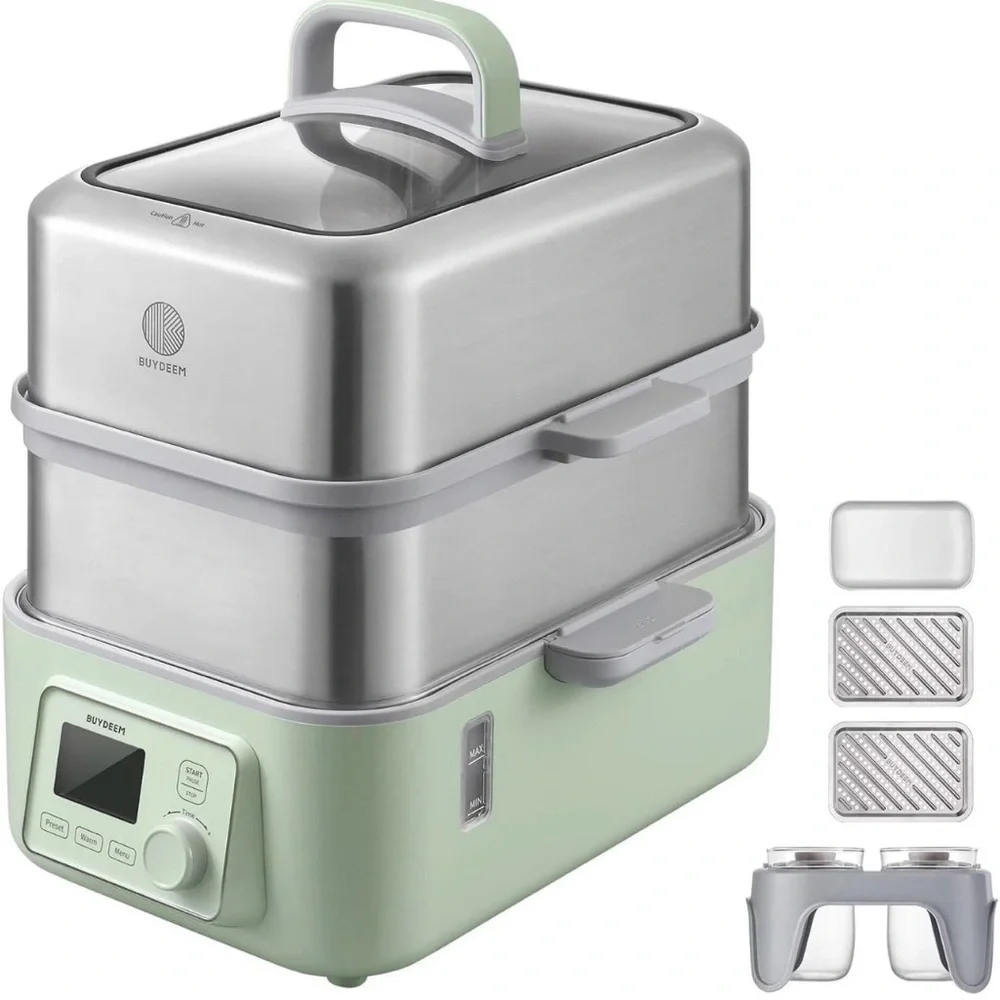 Buydeem G563-G501 Stainless Steel Electric Food Steamer in Mint Green Box NWOT